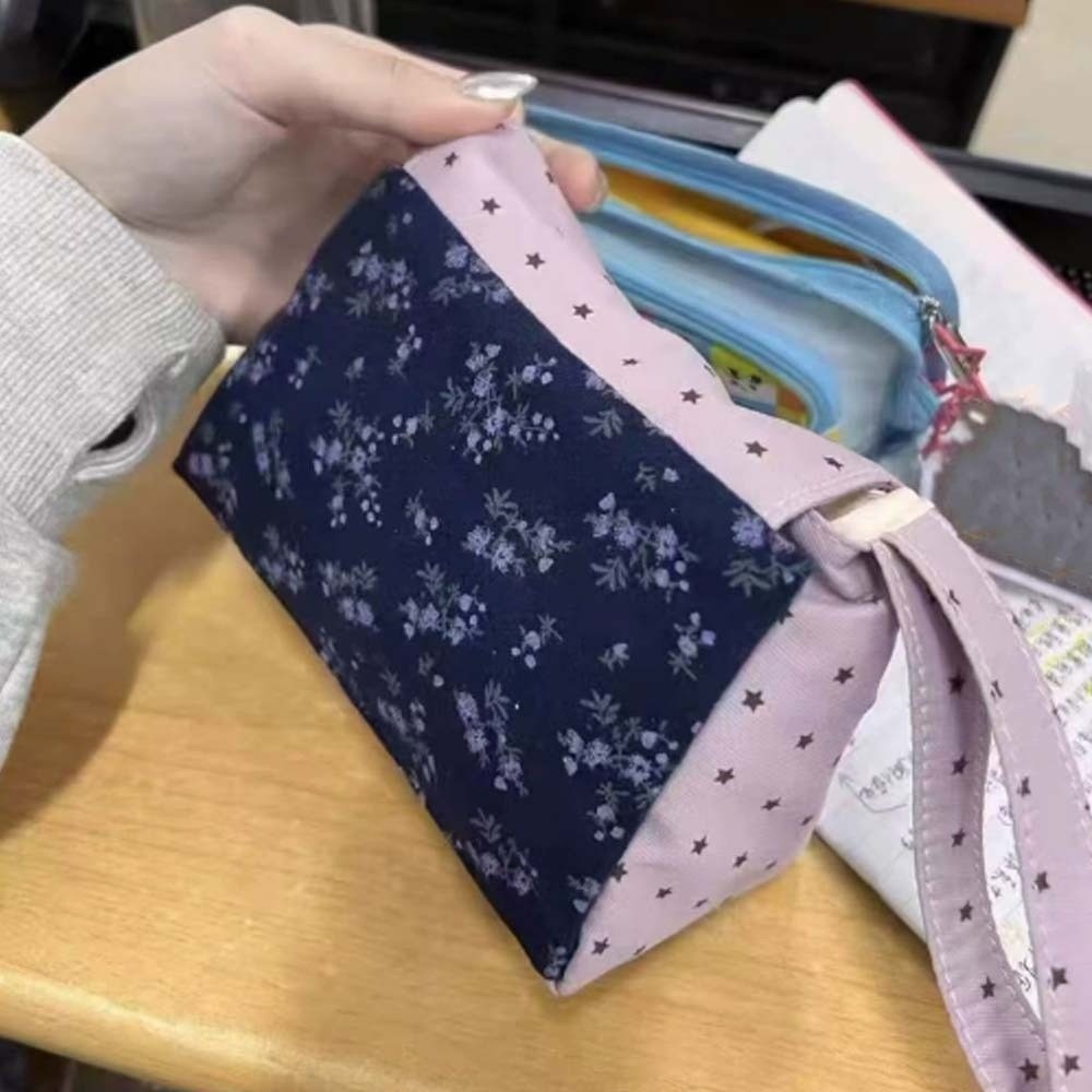 Lifestyle Of Korean - Pochette de maquillage florale imprimée violette,